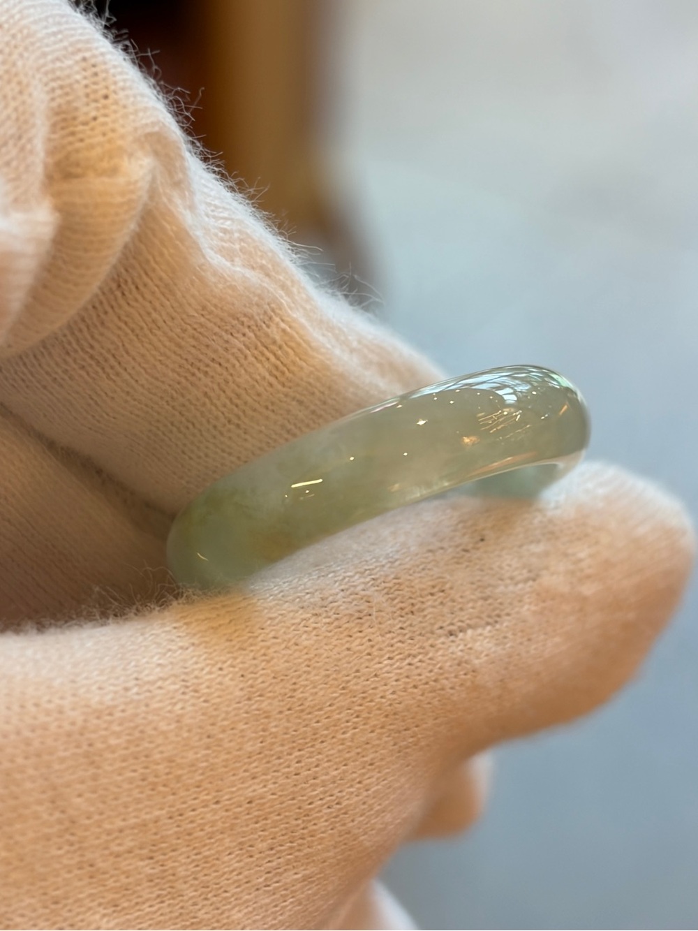 NWOT Natural Jadeite GENTLE luster Band Ring, US Size